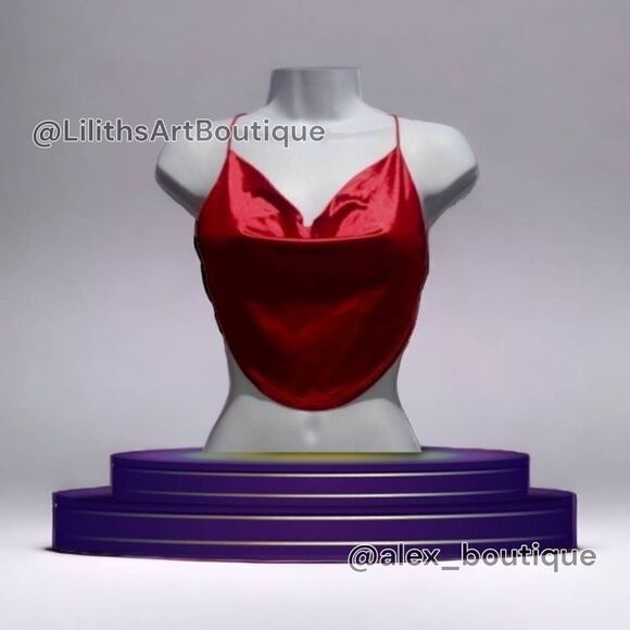 Windsor Satin Open Back Crop Top(M013)- Size S for Women - Picture 2 of 7